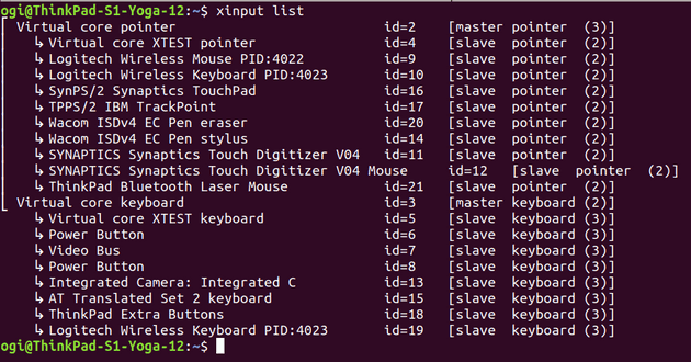 alt xinput list